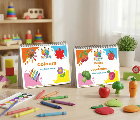 Busy Brains colours and fruits and vegetables Activity Binder Combo for toddlers – Montessori-inspired, screen-free learning binders for everyday learning