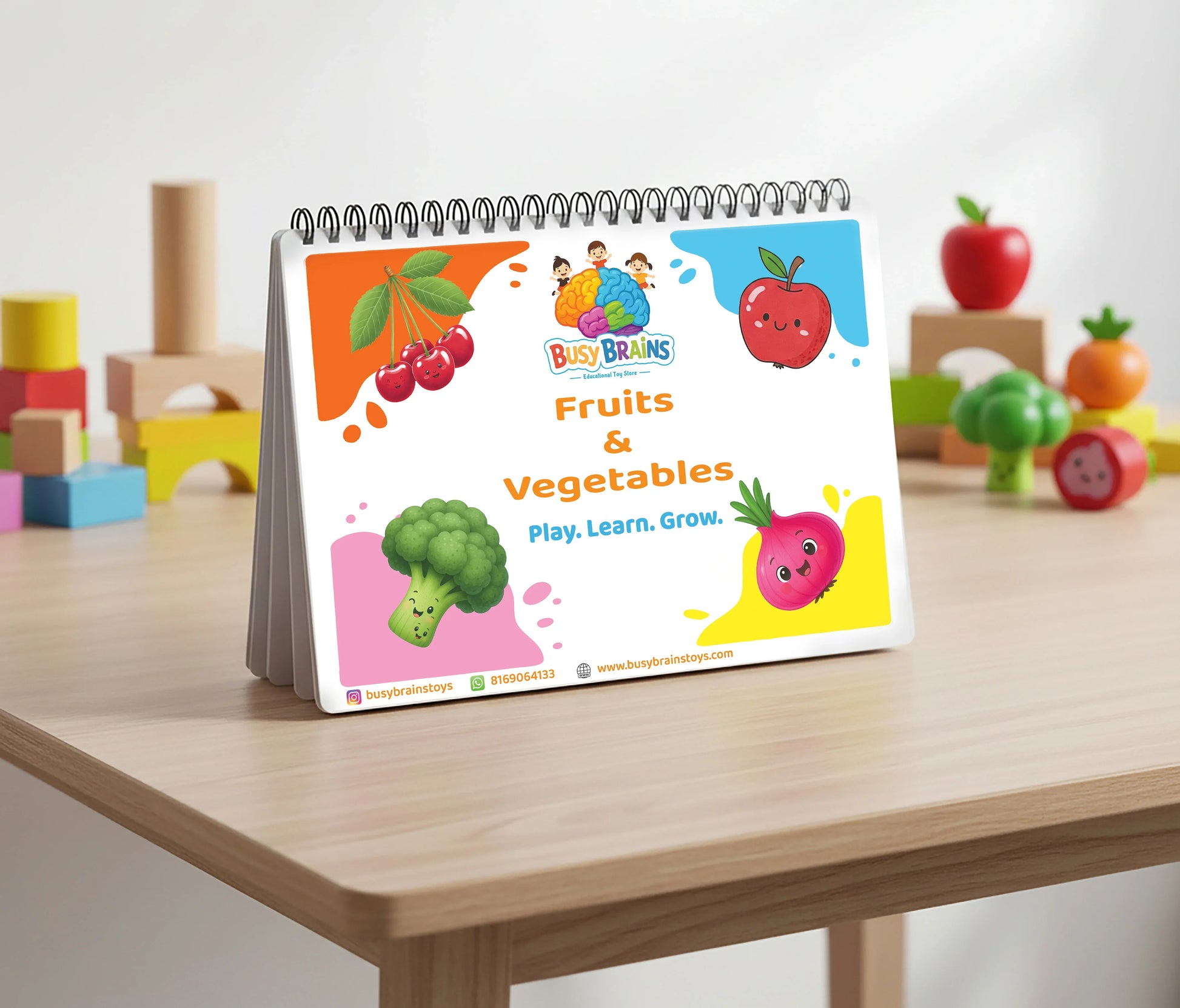Fruits and Vegetables Activity Binder for Toddlers by Busy Brains – Montessori-inspired, screen-free learning toy