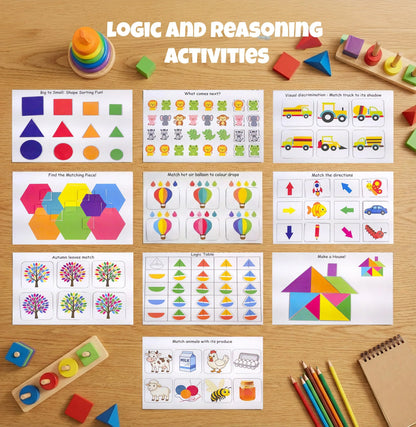Montessori logic and reasoning activity pages for toddlers with patterns, shapes and visual discrimination – Busy Brains