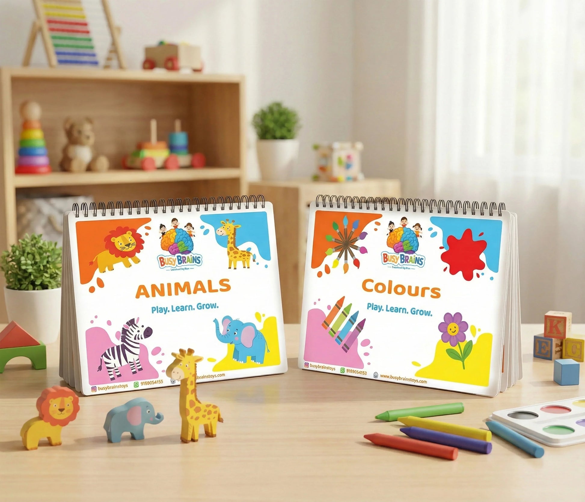 Busy Brains Animals and Colours Activity Binder Combo for toddlers – Montessori-inspired, screen-free learning binders for starter learning