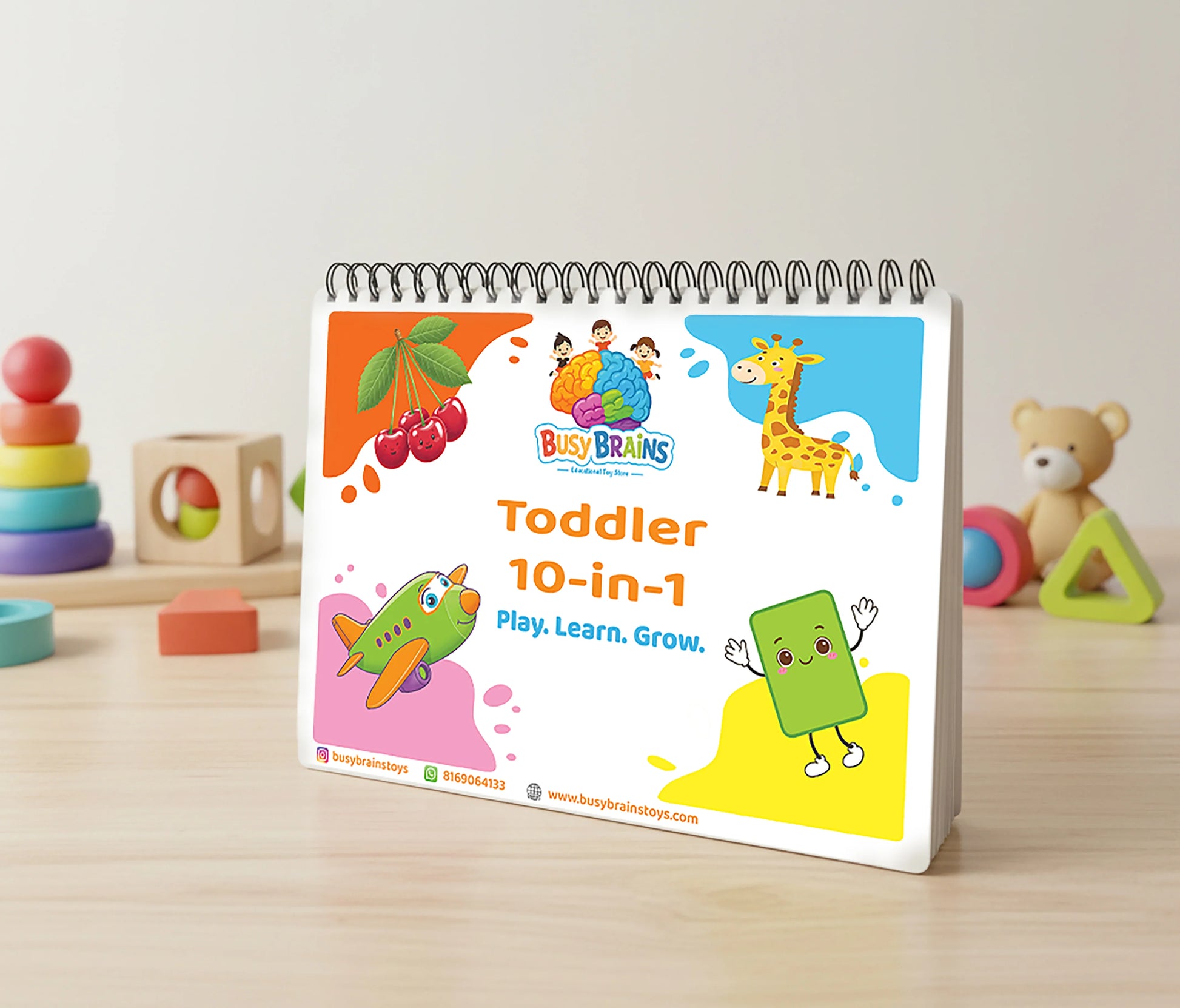 Toddler 10-in-1 Activity Binder by Busy Brains – Montessori-inspired, screen-free all-round learning toy for toddlers