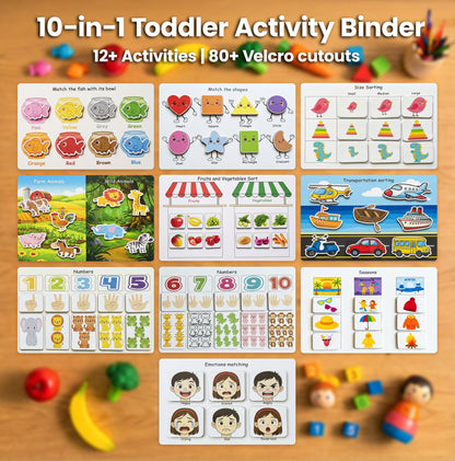 Montessori toddler 10-in-1 activity pages with numbers, colours, food recognition,emotions and problem-solving – Busy Brains